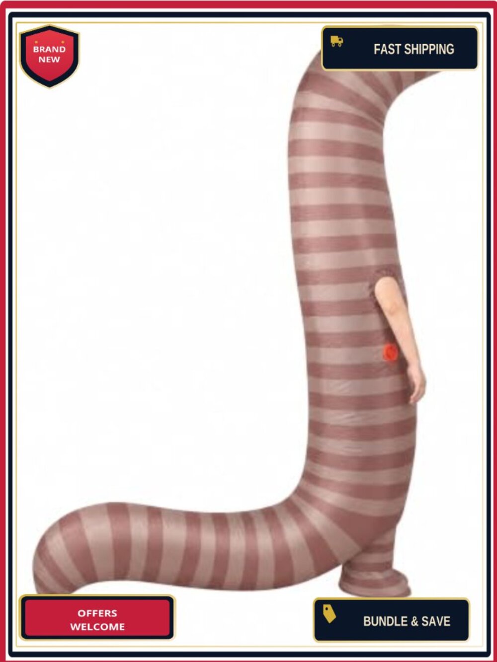 Adult Inflatable Worm Costume Striped Blow Up Halloween Party Suit